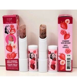 2 pk HARD CANDY X MARILYN MONROE LIP SCRUB SWEET STRAWBERRY SMOOCHES 0.19 fl oz
